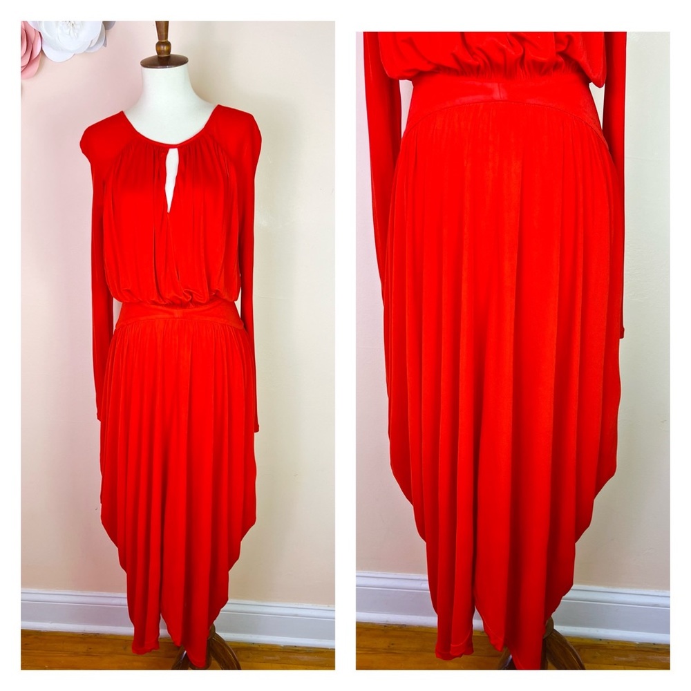 New! REISS London Savannah Jersey Open Back Drape Midi Dress - Picture 8 of 11